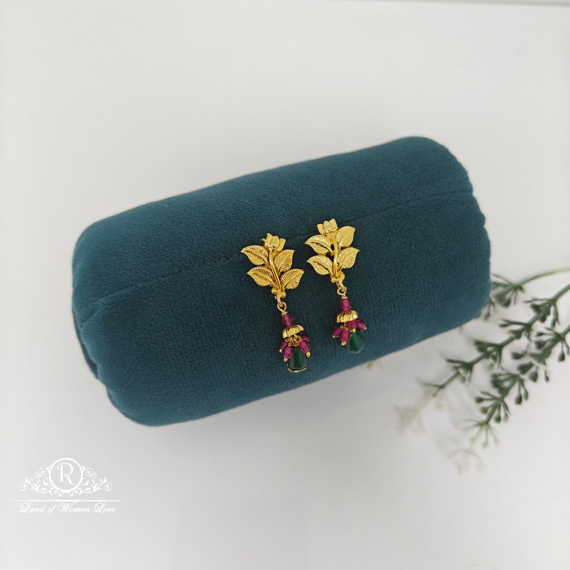 earrings leaf design silver hangings-rch714 92.5 silver ramala jewelry / ramala collections