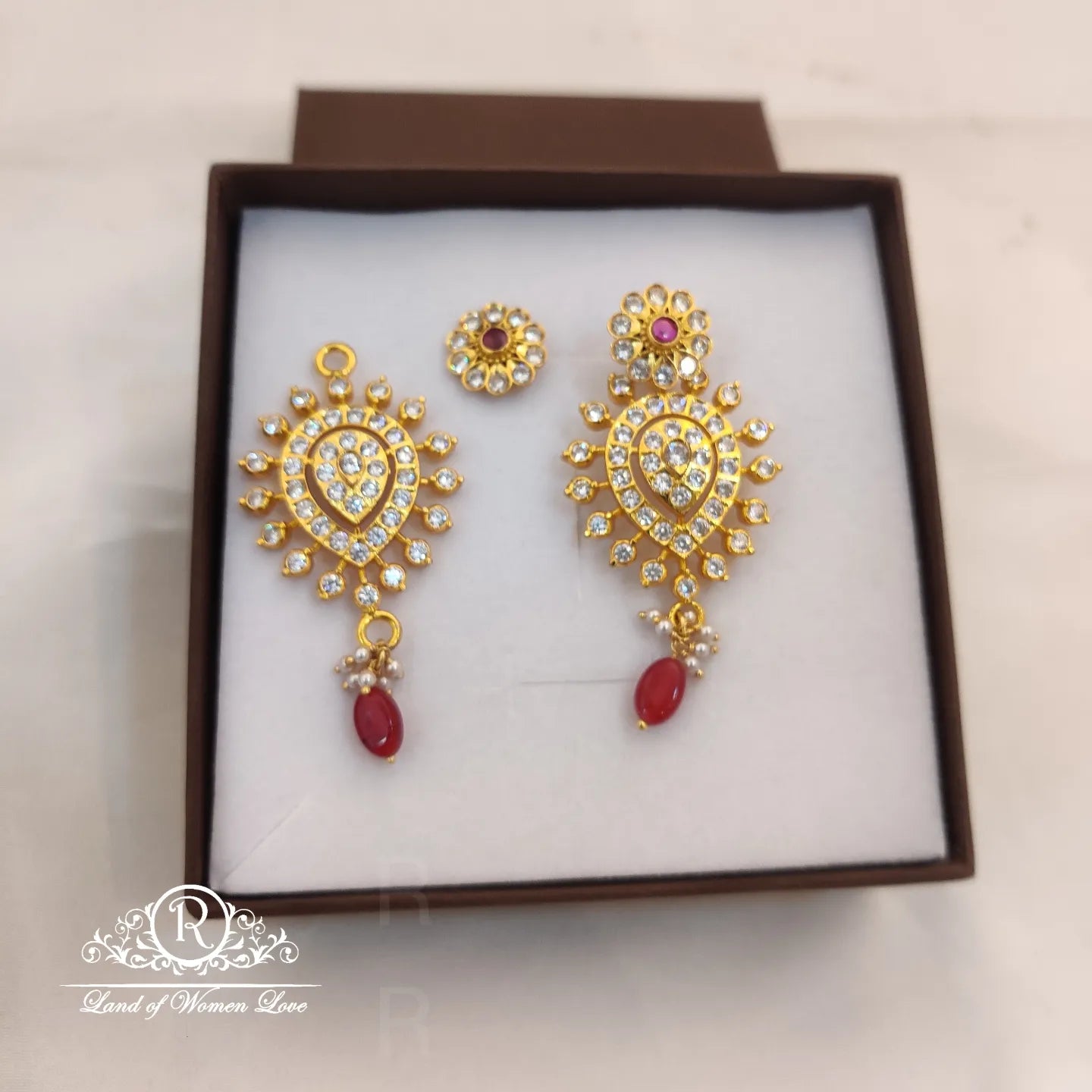 stud silver flower design earrings -rcjr357 92.5 silver ramala jewelry / ramala collections