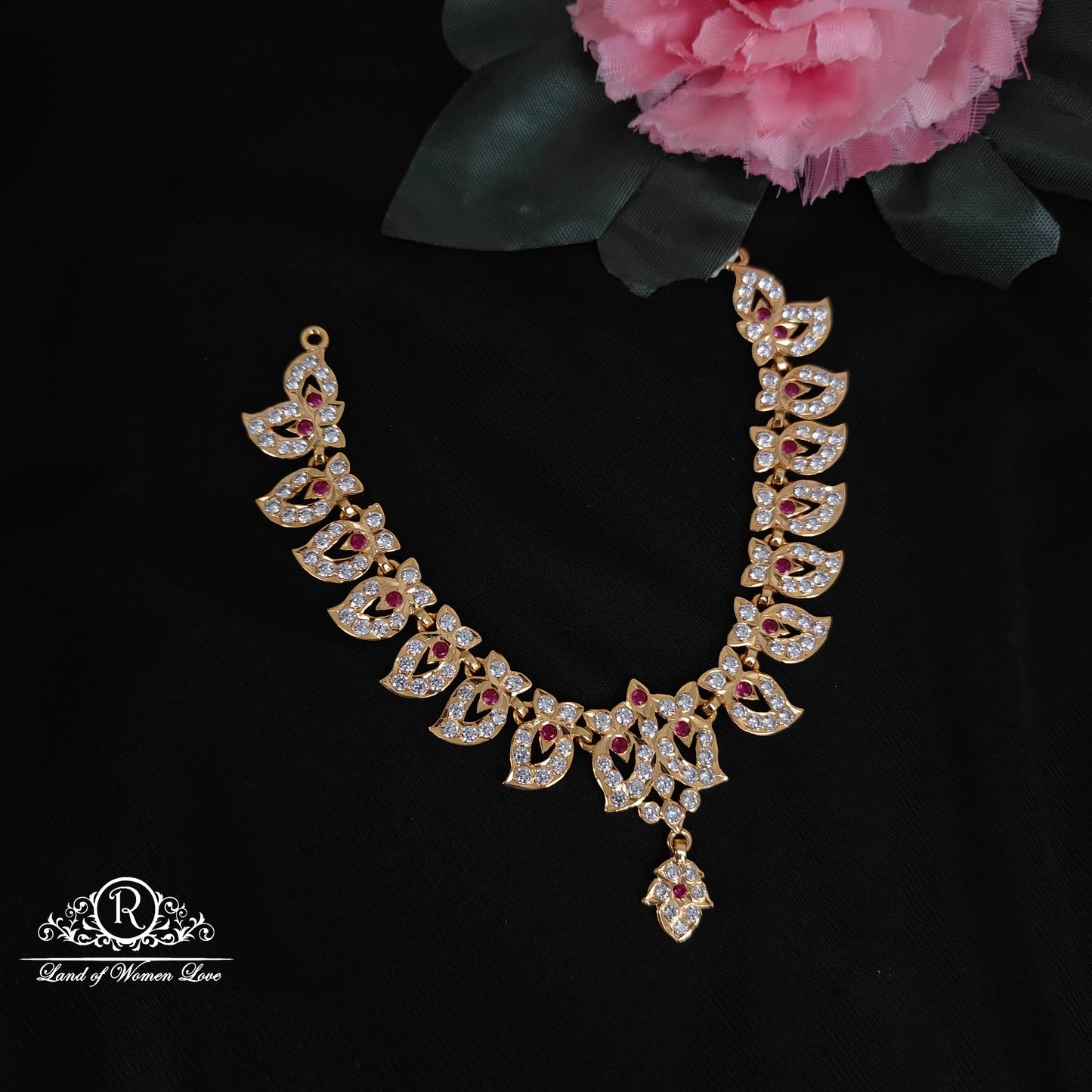 necklace 92.5 silver beautiful mango design necklace-rck216 92.5 silver ramala jewelry / ramala collections