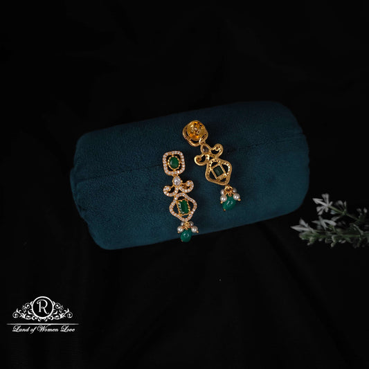 Green Stones Silver earrings-RCM985