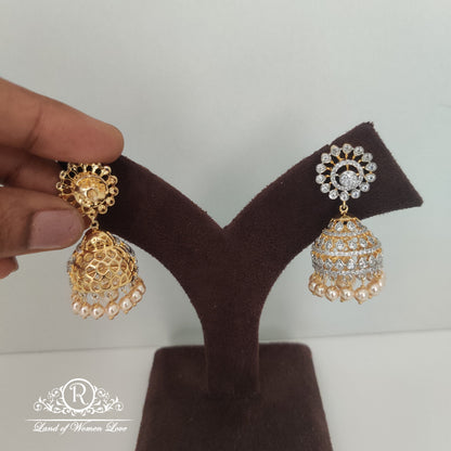Diamond finishing Silver jhumkas-RC85-90CP012