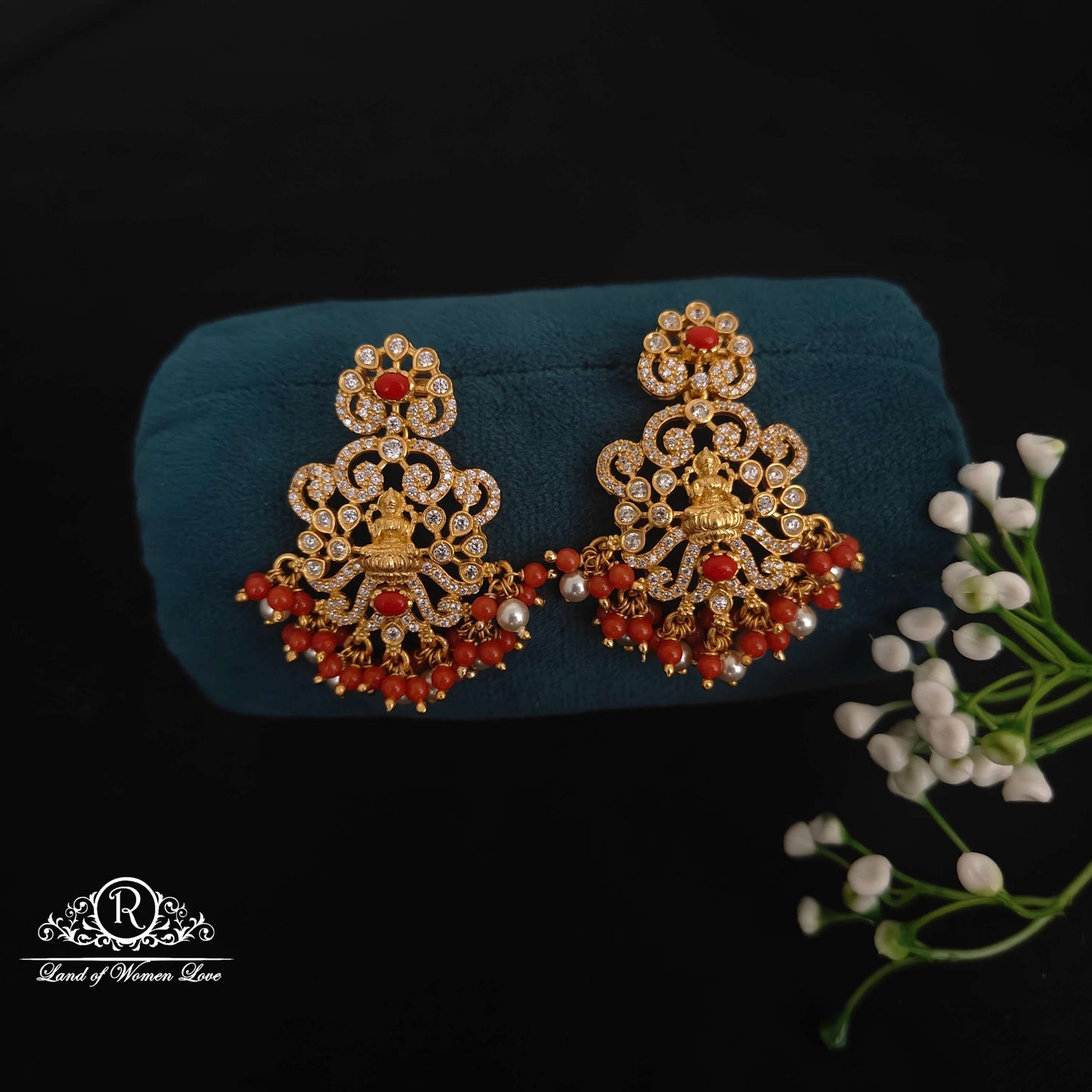 earrings lakshmi devi design silver earrings-rcm964 92.5 silver ramala jewelry / ramala collections