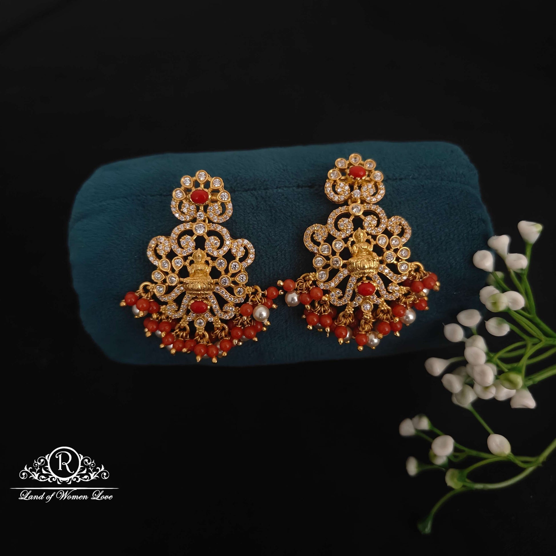 earrings lakshmi devi design silver earrings-rcm964 92.5 silver ramala jewelry / ramala collections