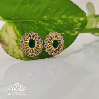 stud silver white stones stud earrings-m315 92.5 silver ramala jewelry / ramala collections