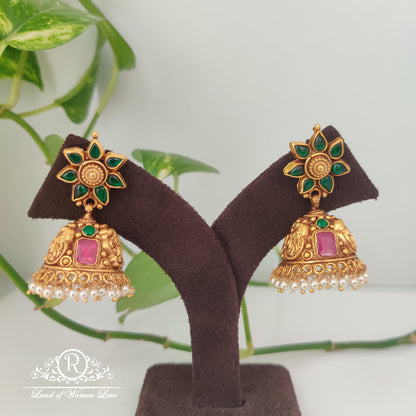 flower design silver jhumkas-rcm897 92.5 silver ramala jewelry / ramala collections