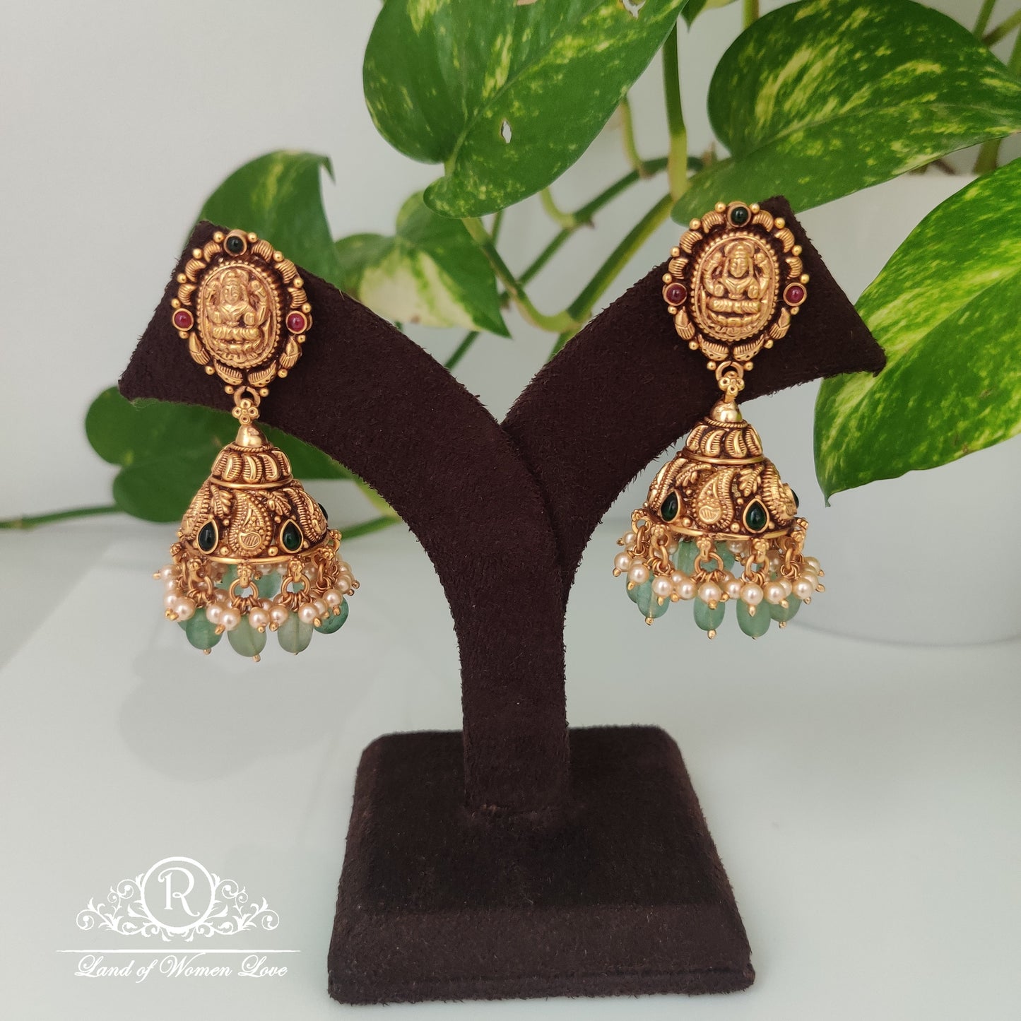 beaded nakshi design silver jhumkas-rcm890 92.5 silver ramala jewelry / ramala collections
