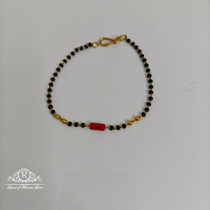 92.5 Silver Black beads design coral Bracelet-RCH808