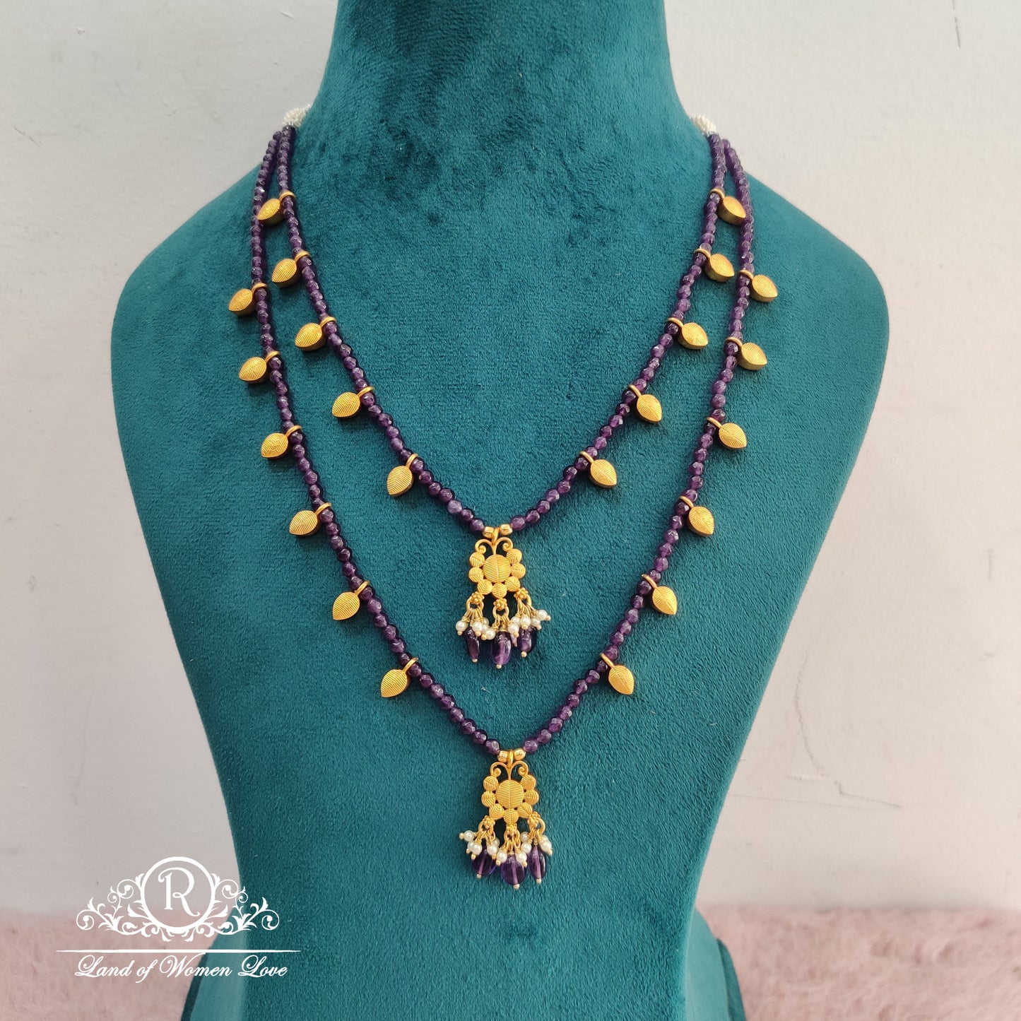 Beautiful purple beads with mango side lockets with pendant Ã¢Å“Â¨"20-RCH419