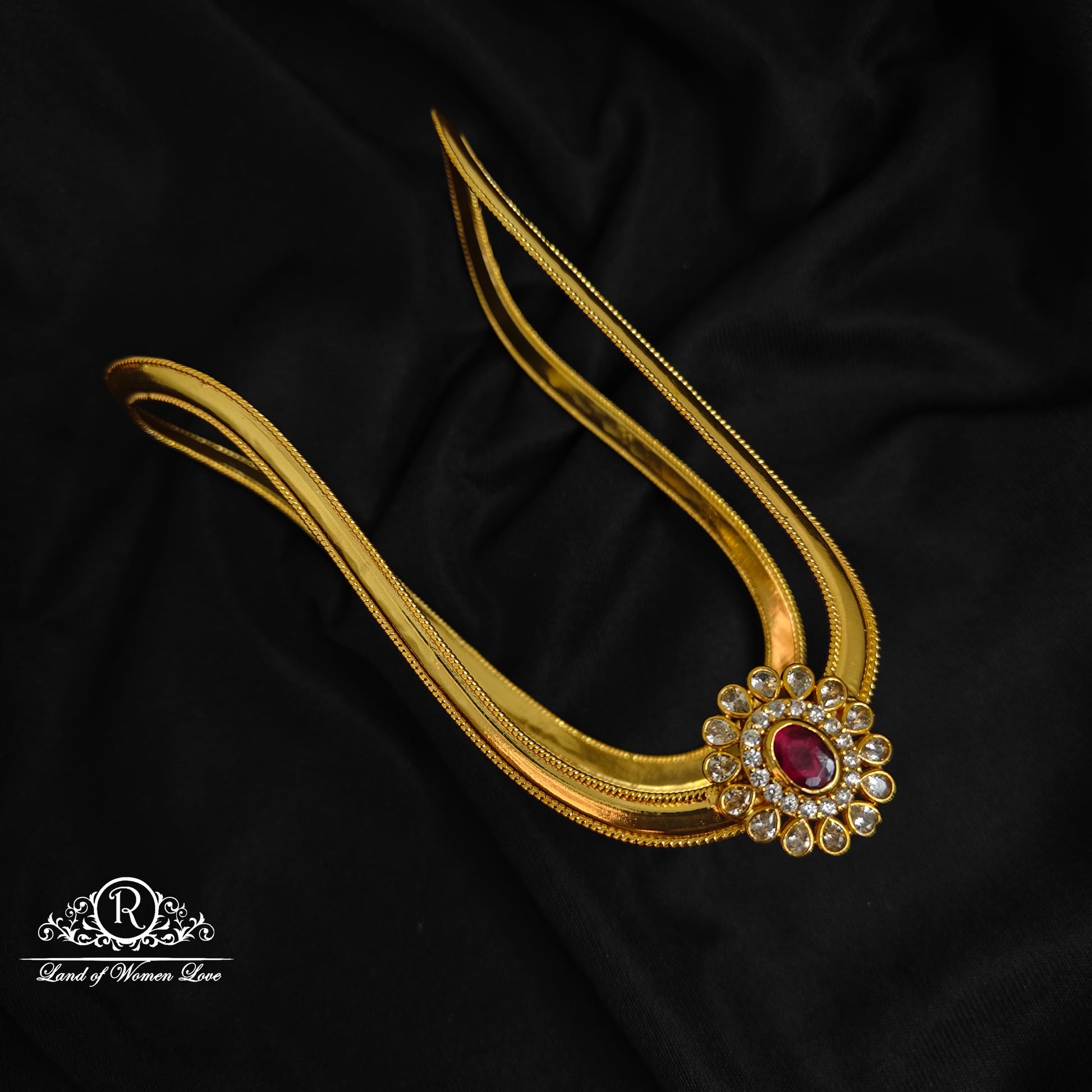 92.5 silver ruby and cz's flower design vanki-rcjr757 ruby 92.5 silver ramala jewelry / ramala collections