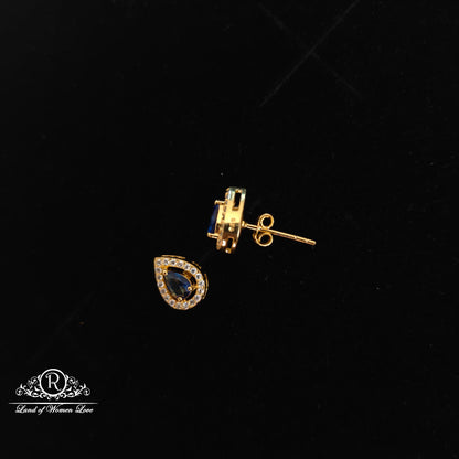 92.5 Silver CZ- Stones Navy blue Pendant Set-RCDS093