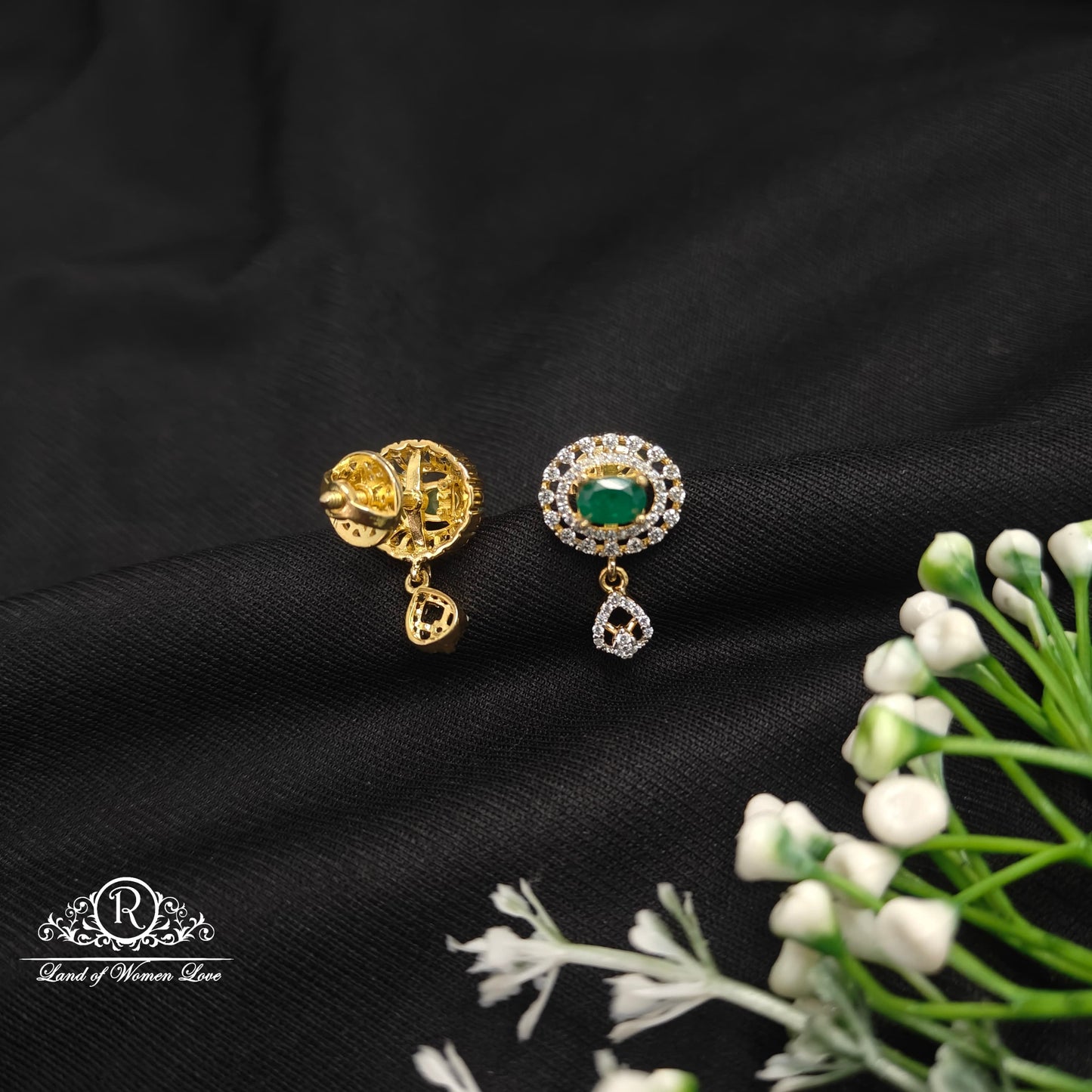 Diamond Finishing Silver Earrings-RCDS046