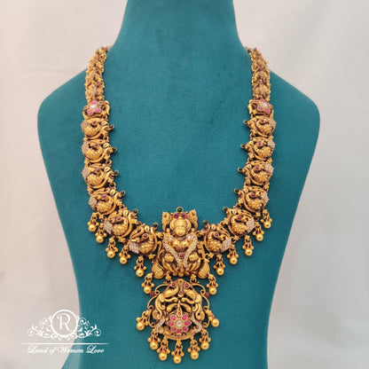 haram beutiful silver ã¢å“â¨ lakshmi devi haram with peacock ã°å¸â¦å¡ design 22"-rcm757 92.5 silver ramala jewelry / ramala collections