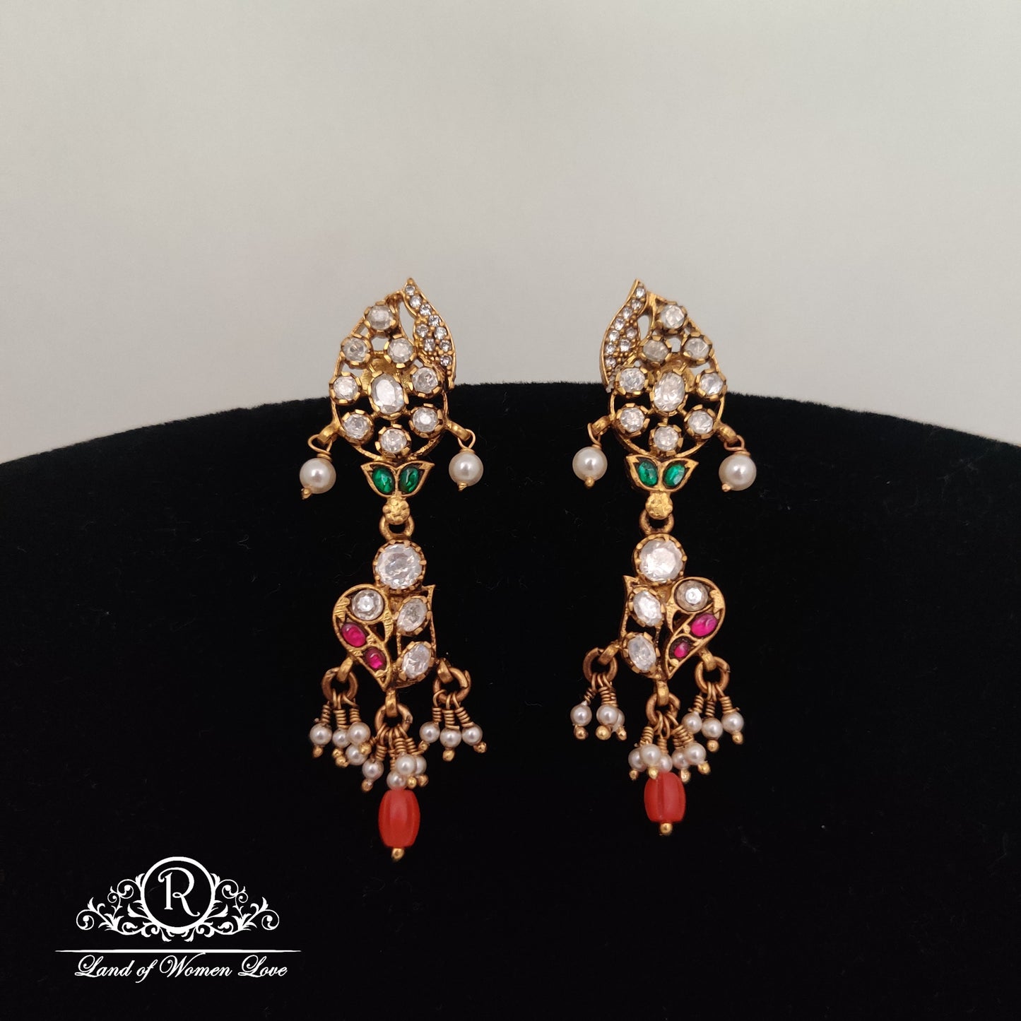 earrings kundans silver earrings-rc85-105cp18 92.5 silver ramala jewelry / ramala collections
