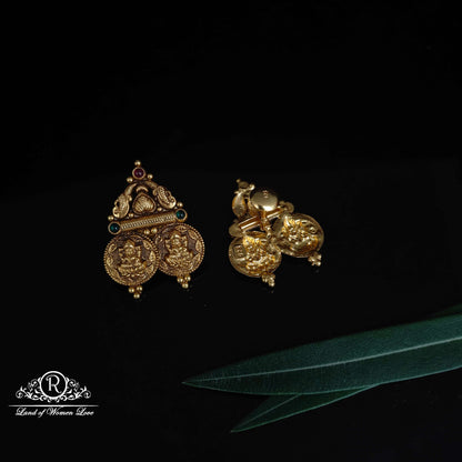 Lakshmi Devi design kasu Silver Earrings-RCM997