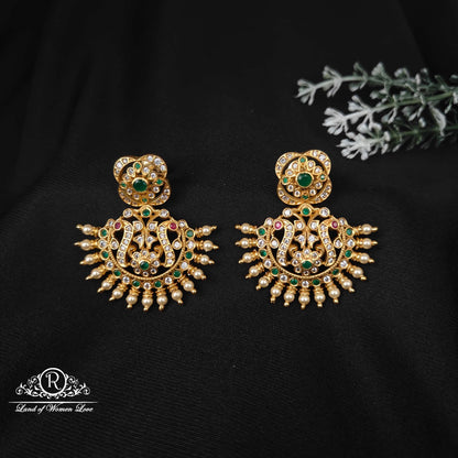 earrings peacock design silver earrings-rcm974 92.5 silver ramala jewelry / ramala collections