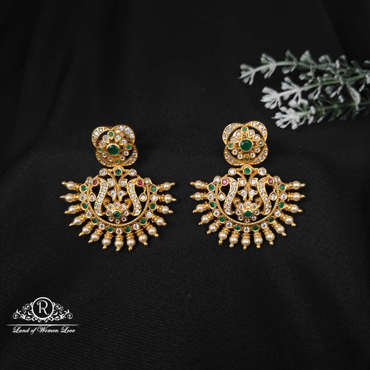 earrings peacock design silver earrings-rcm974 92.5 silver ramala jewelry / ramala collections