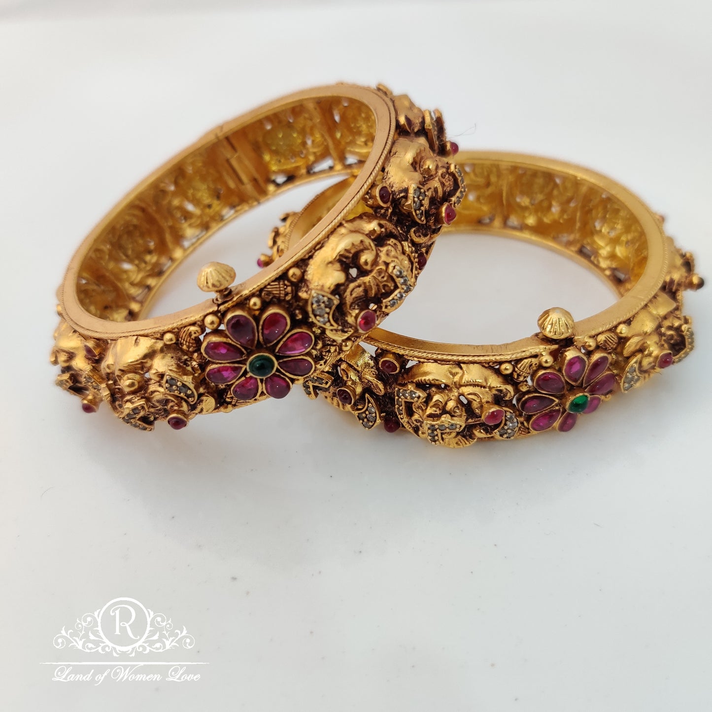 cultural richness beautiful Ã¢Å“Â¨silver bangles with peacock Ã°Å¸Â¦Å¡ design 2.4"-RCMA07