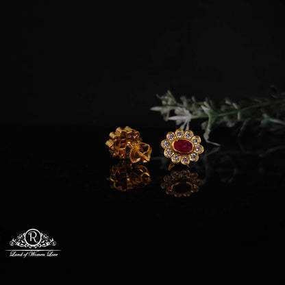 Silver pink Stones Studs-RCM1040