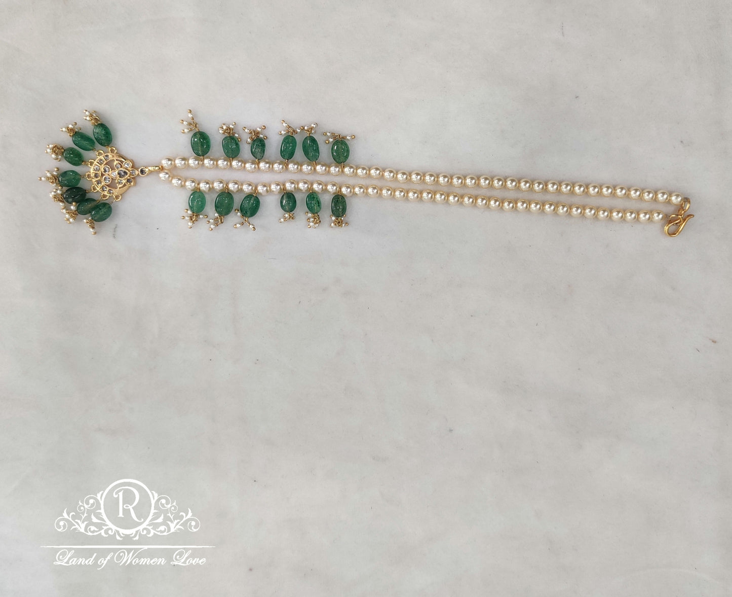 92.5 Silver Jewelry Meenakari kundhan green beads necklace HK0015