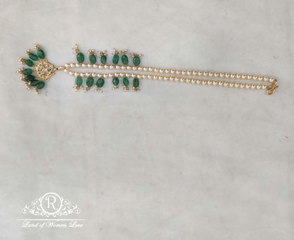 92.5 Silver Jewelry Meenakari kundhan green beads necklace HK0015