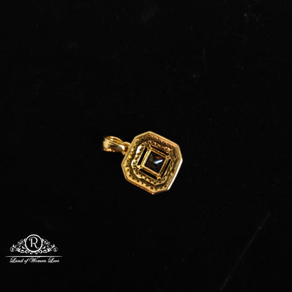 92.5 Silver CZ- Stones navy blue Pendant set-RCDS091