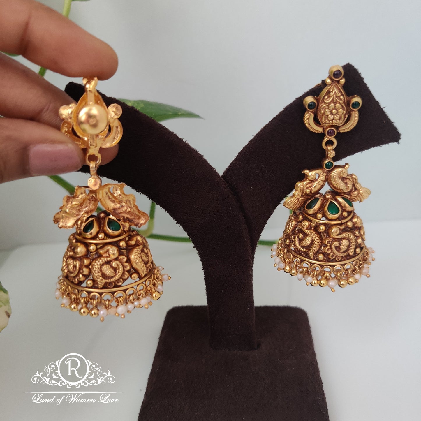Nakshi design Silver jhumkas-RCM899