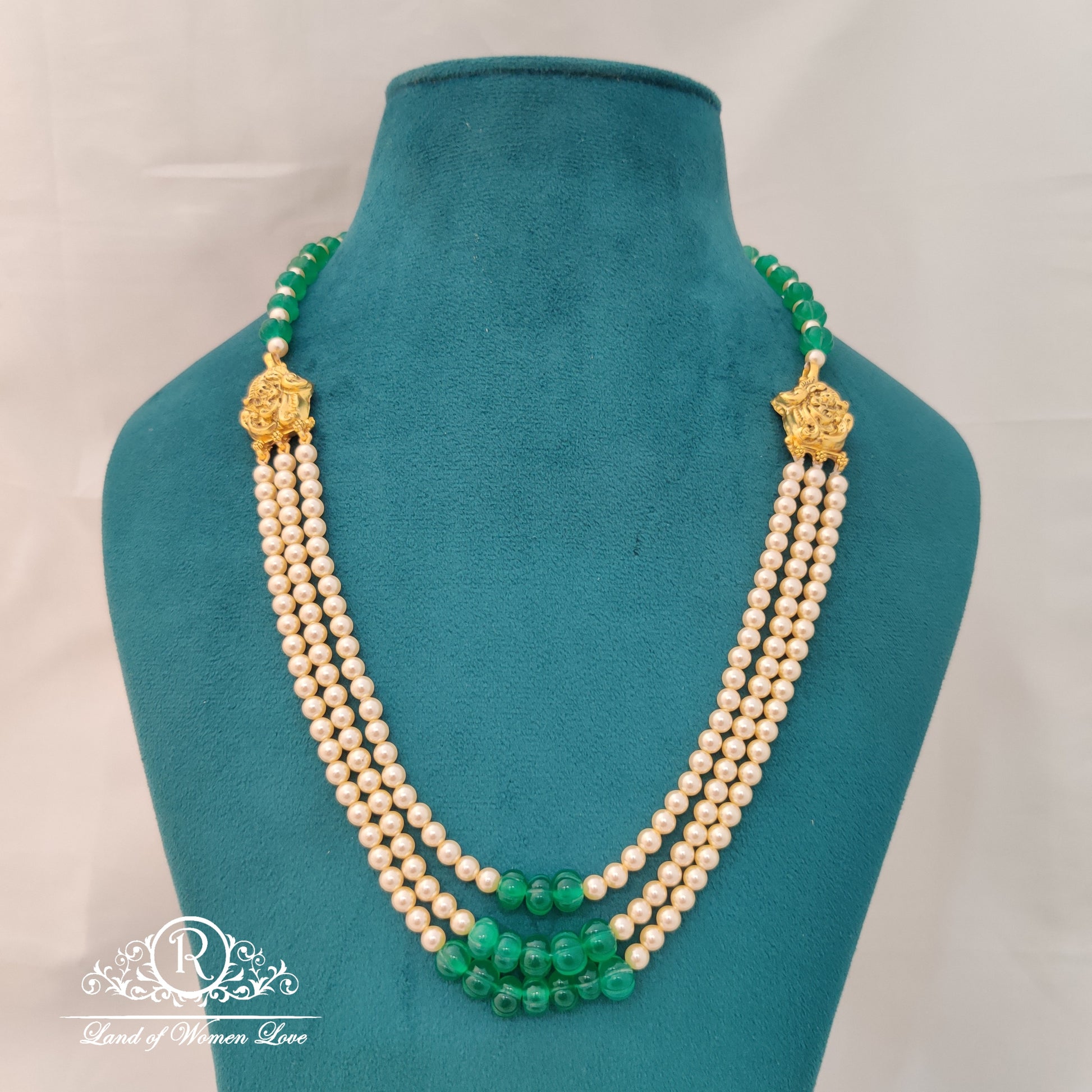 cultural richness ã¢å“â¨ beautiful beads mala with pearls and side lockets 24"-rch540 92.5 silver ramala jewelry / ramala collections