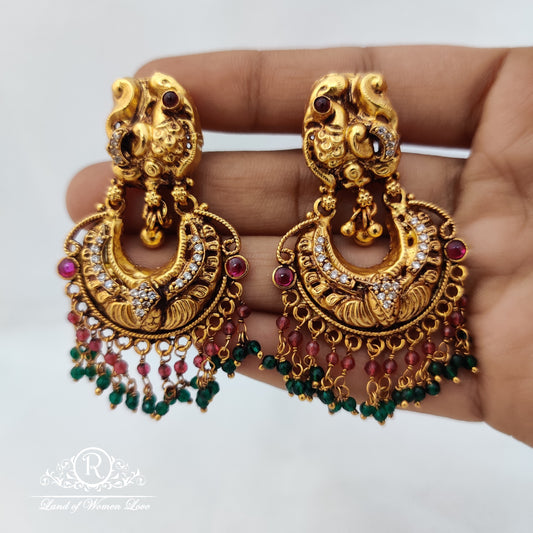 Simple and cute silver Ã¢Å“Â¨ earrings with peacock Ã°Å¸Â¦Å¡ design and hangings -RCM759