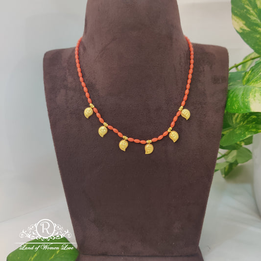 chain beautiful corals chain with mango lockets ã¢å“â¨and gold balls 18"-rch499 92.5 silver ramala jewelry / ramala collections