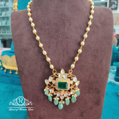 chain 92.5 silver beautiful moissanite pendent with pearls beads chain:s701 d007 moissanite 92.5 silver ramala jewelry / ramala collections