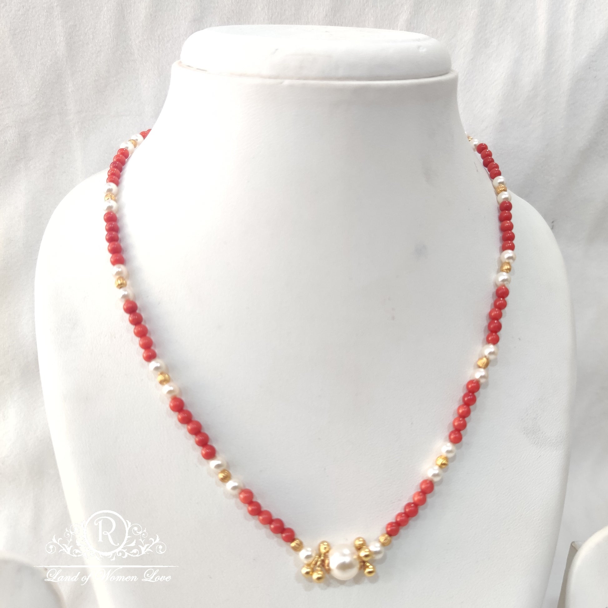 beautiful koral with gold balls mala 92.5 silver ramala jewelry / ramala collections