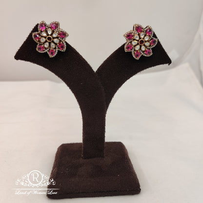 earrings beautiful earrings collection with pink and white stones -rcc223 92.5 silver ramala jewelry / ramala collections