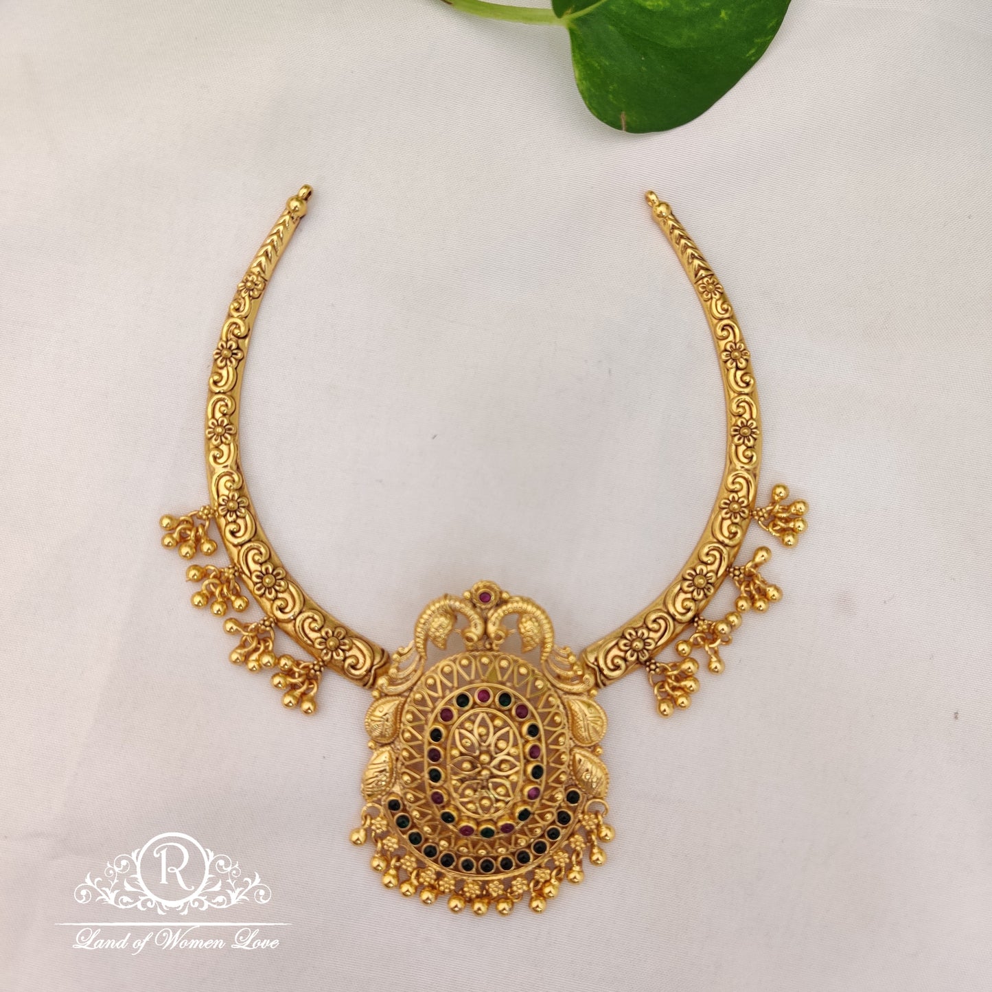 necklace beautiful kantey with gold balls hangings and with pendant "12-rct06s352 92.5 silver ramala jewelry / ramala collections