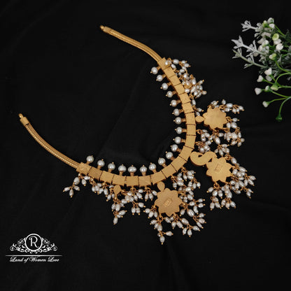 Silver Kempu Stones Guttapusalu Design Necklace-RCC319