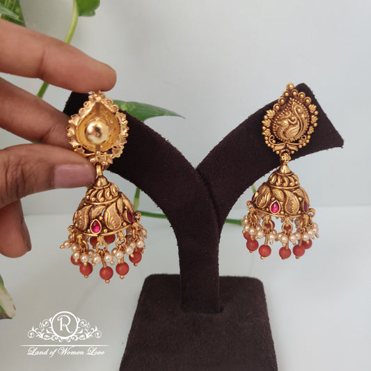 Nakshi design Silver jhumkas-RCM898