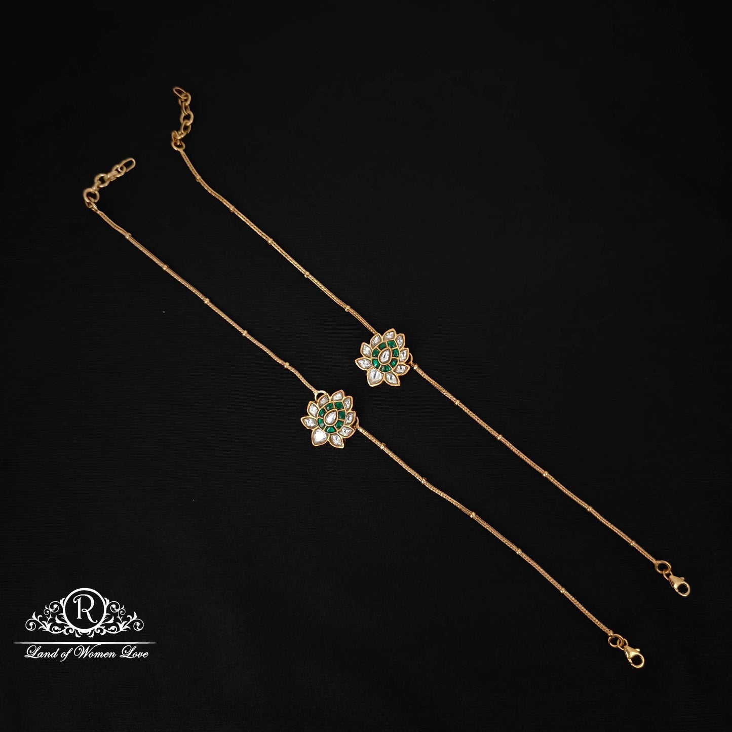 silver kundan anklets-rcp091 kundan 92.5 silver ramala jewelry / ramala collections