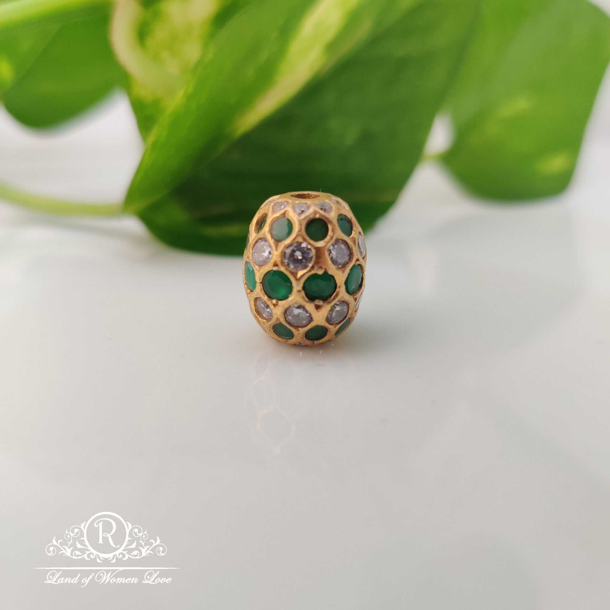 beautiful silver ã¢å“â¨ balls with green and white stones ã°å¸â¤âã°å¸â€™â«-rch537 92.5 silver ramala jewelry / ramala collections