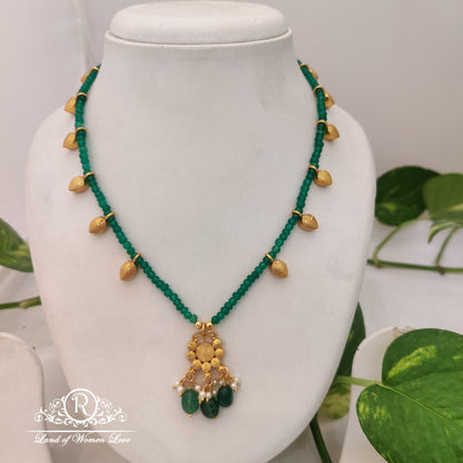 Beautiful green beads customized with mango side lockets and pendent -"18-RCH418
