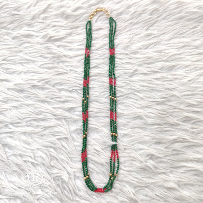 Beads Mala Green & Red Colour Middle gold Ball RCH317