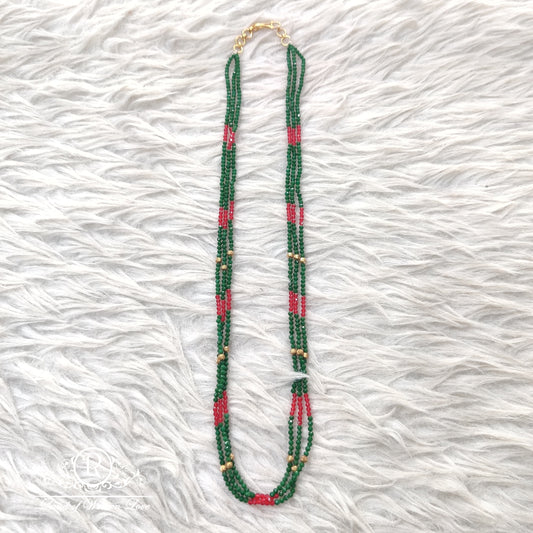 Beads Mala Green & Red Colour Middle gold Ball RCH317