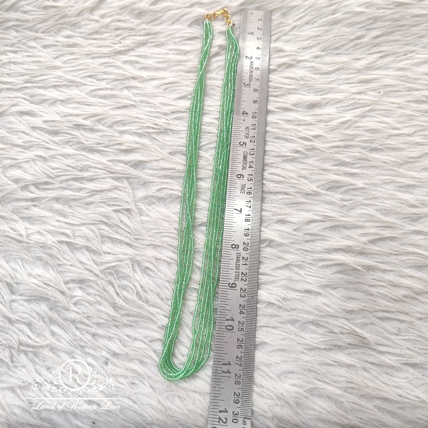 Green Colour Cristal Beads Mala 22 Inches 5 lines RCH310