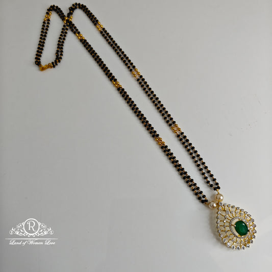 92.5 silver two lines black beads with diamond finishing locket-rct337 92.5 silver ramala jewelry / ramala collections