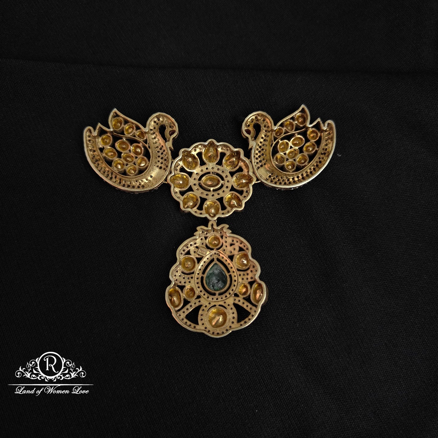 92.5 Silver peacock Design Victorian mala locket-RCM1113