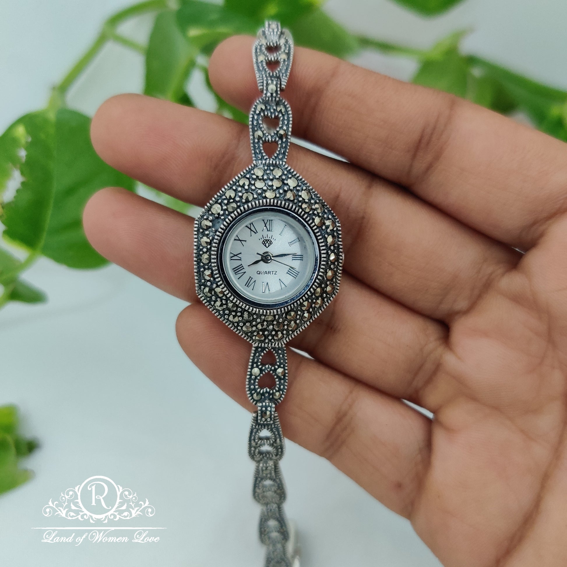 beautiful silver watch with rhodium polish"8-rch440 92.5 silver ramala jewelry / ramala collections