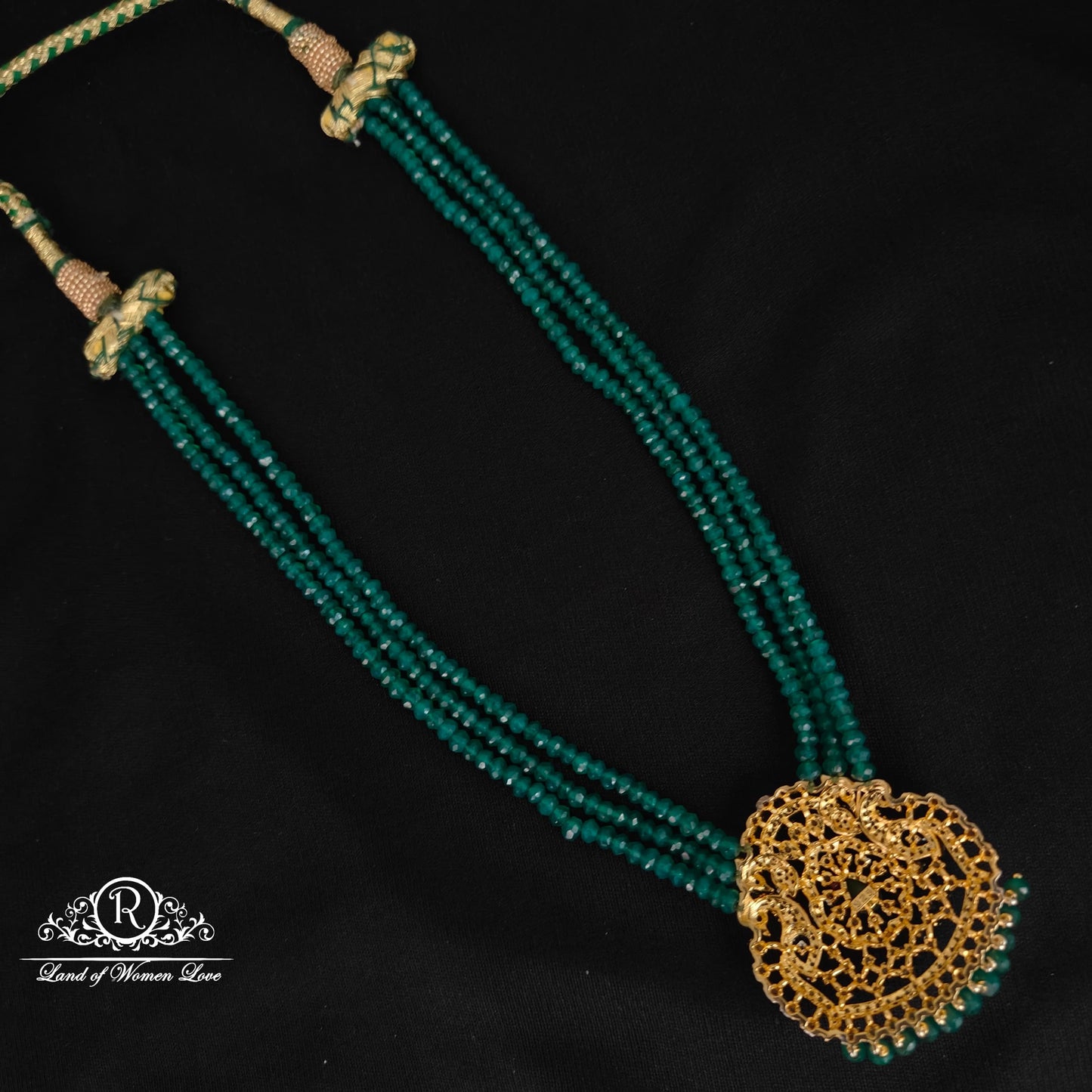 92.5 silver beads mala with Diamond Finishing Pendant -RCH835