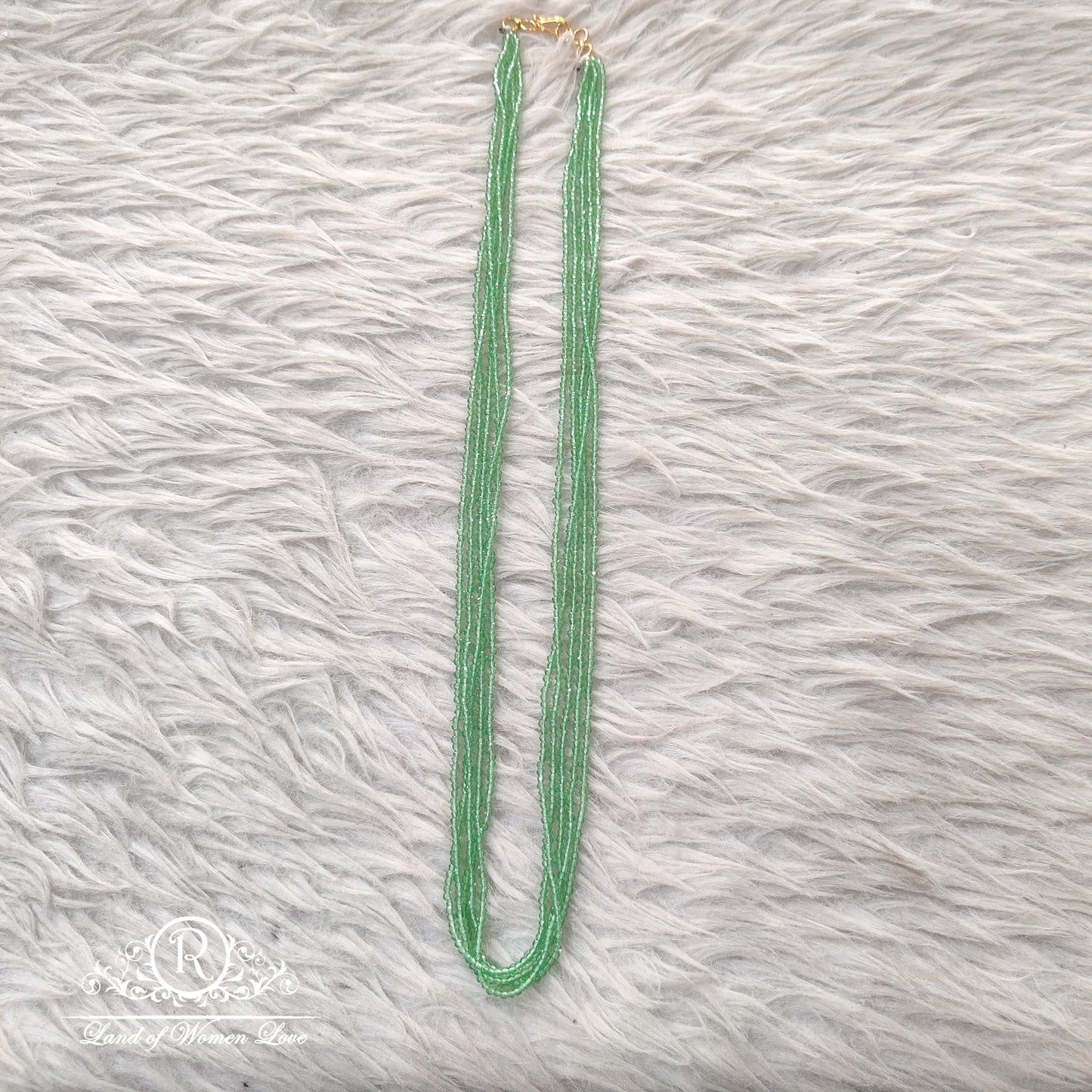 Green Colour Cristal Beads Mala 22 Inches 5 lines RCH310