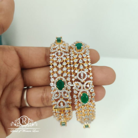 Diamond finishing Silver Bangles-RC85-90CP030