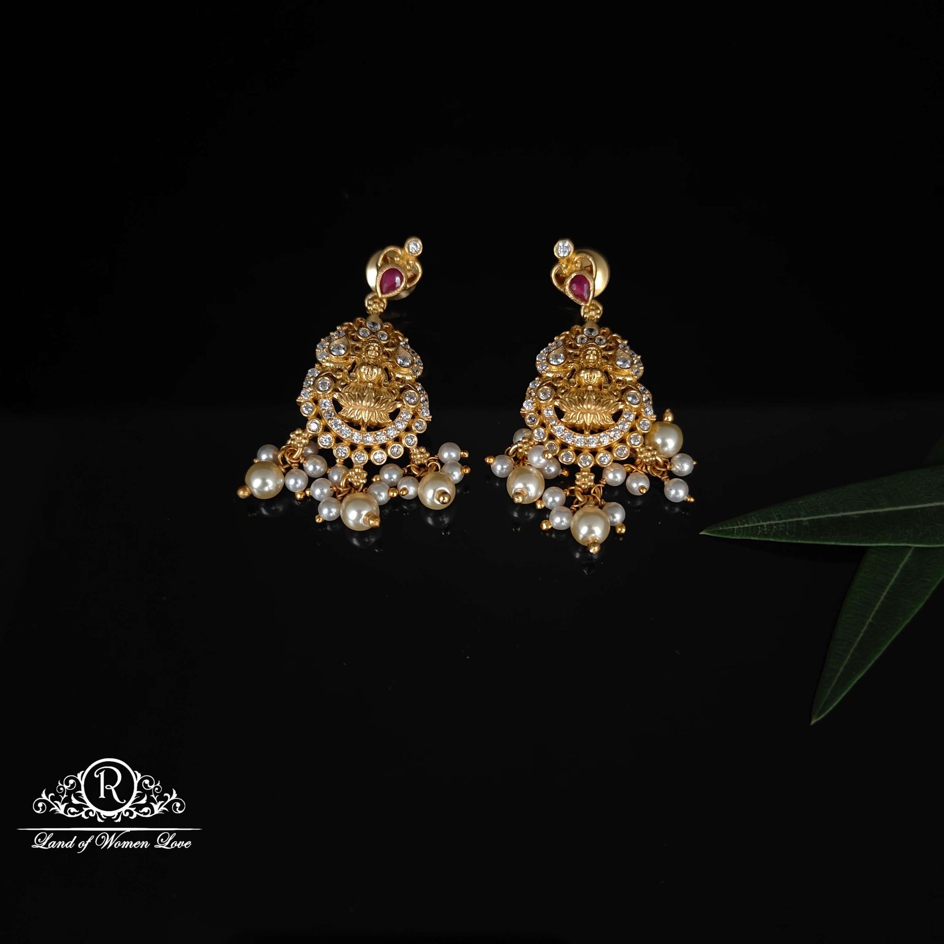 earrings lakshmi devi design silver earrings-rcm991 92.5 silver ramala jewelry / ramala collections