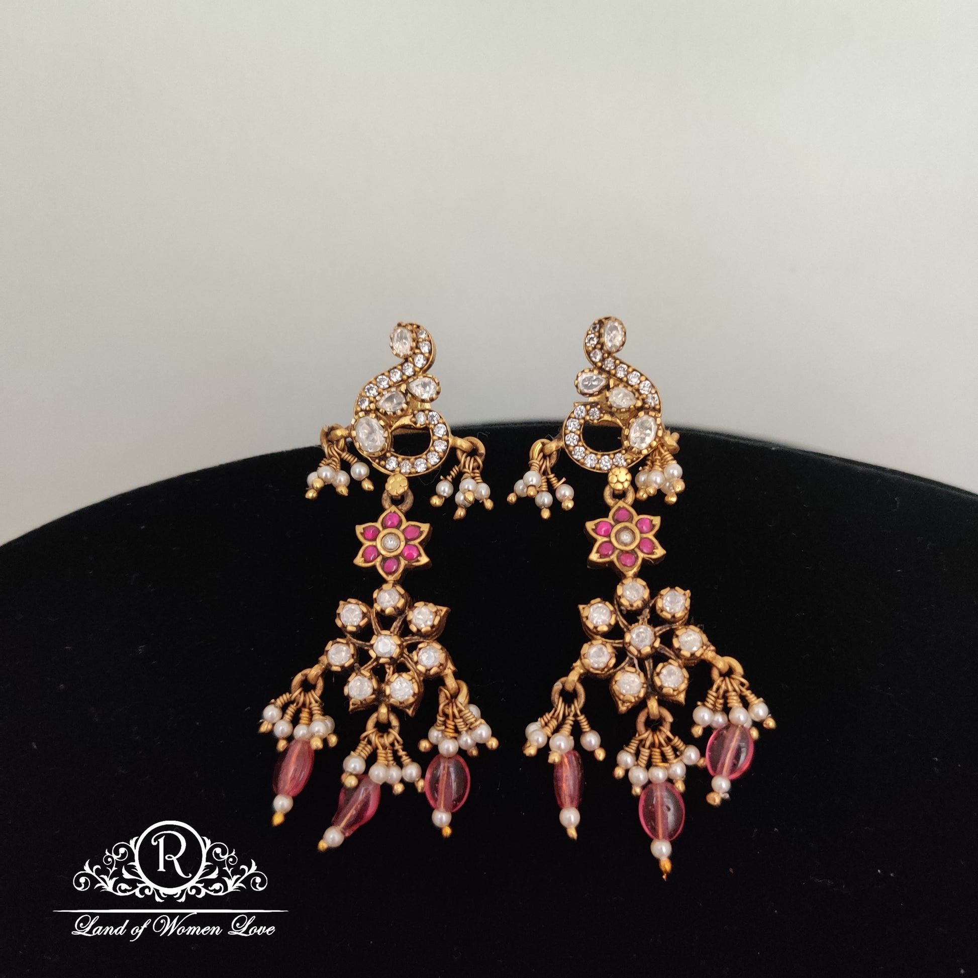 earrings white stones silver earrings-rc85-105cp13 92.5 silver ramala jewelry / ramala collections