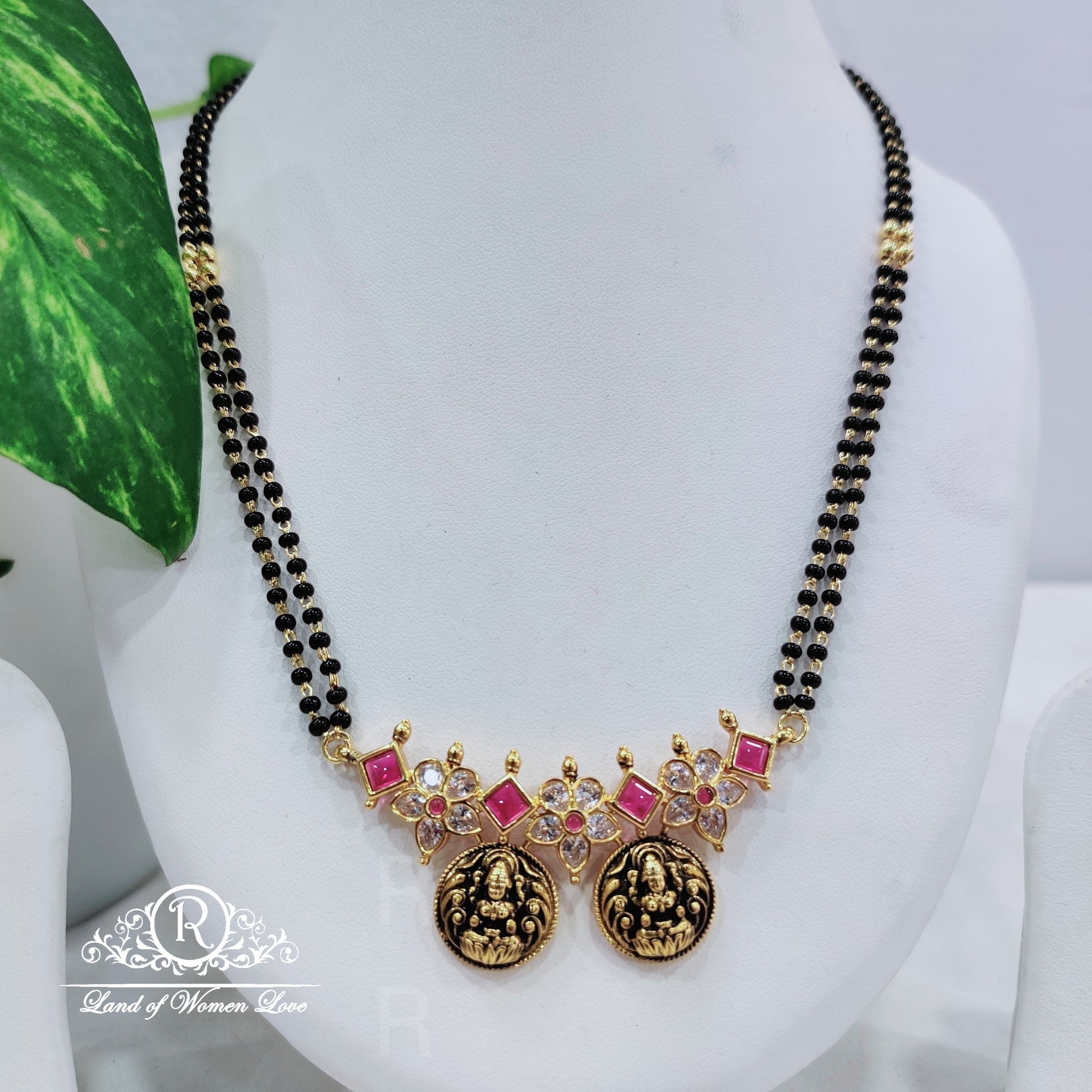 silver locket with black beads:rcd112 92.5 silver ramala jewelry / ramala collections